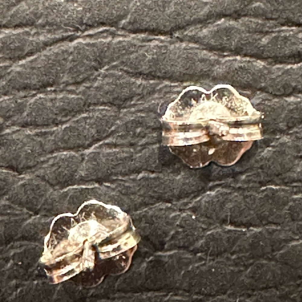 14k white gold friction post with back Mrs. Stud earrings - Picture 8 of 8